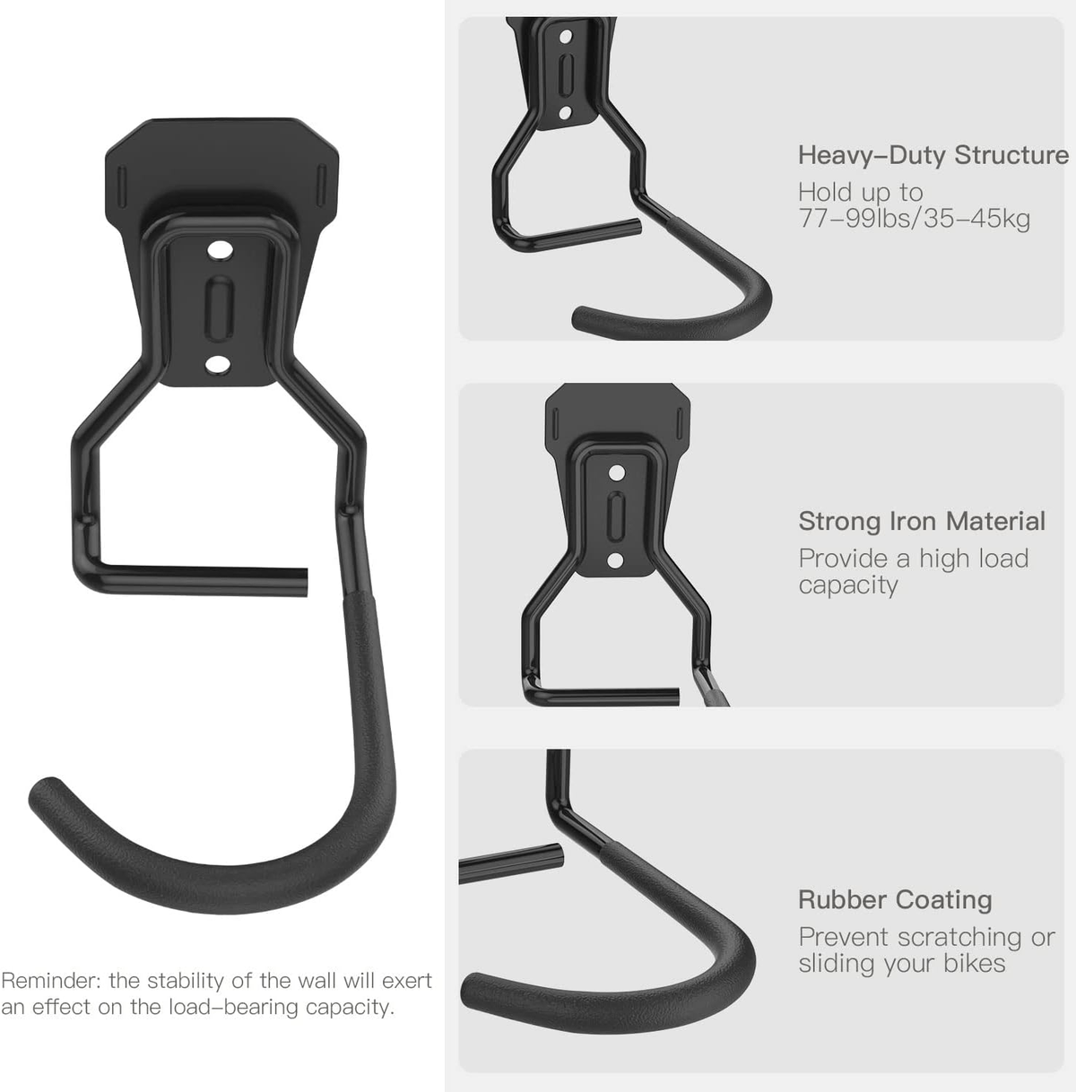 Compare Pulse Black Iron Vertical Bike Wall Hooks additional product photo