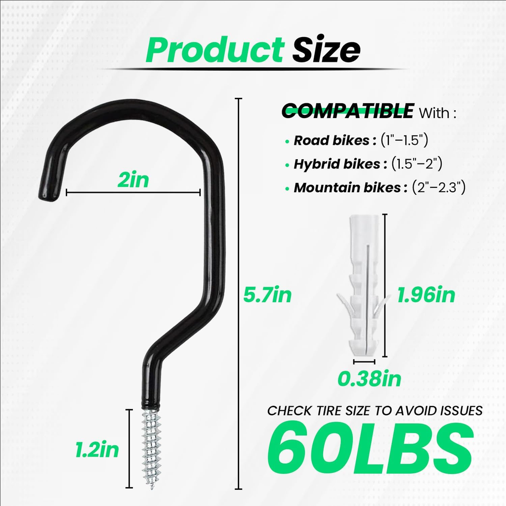 Compare Pulse Black Vinyl-Coated Bike Hooks additional product photo