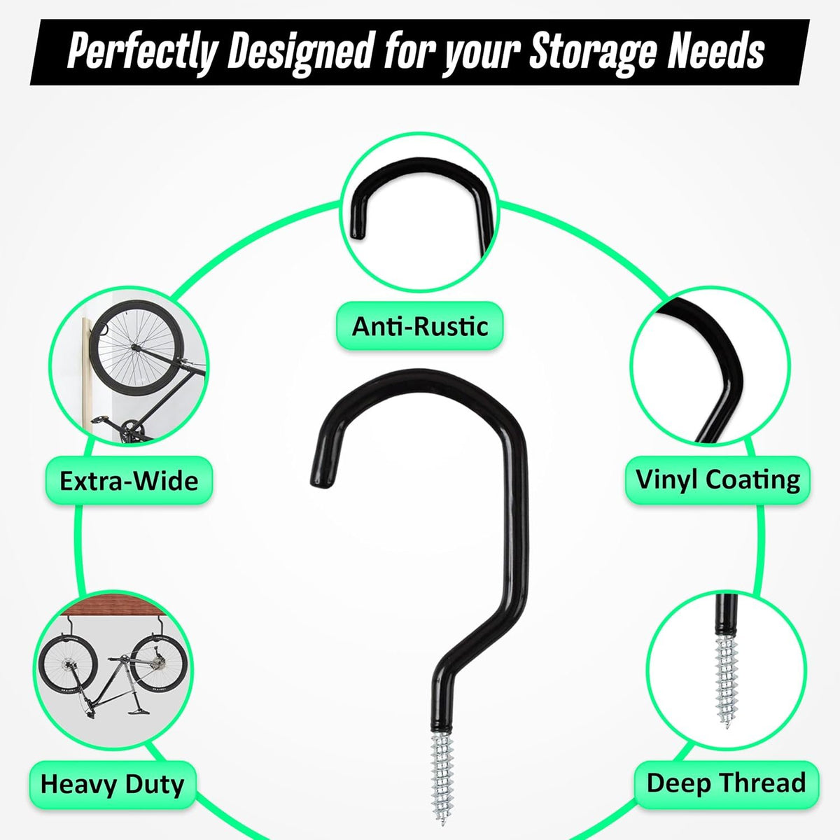 Compare Pulse Black Vinyl-Coated Bike Hooks additional product photo