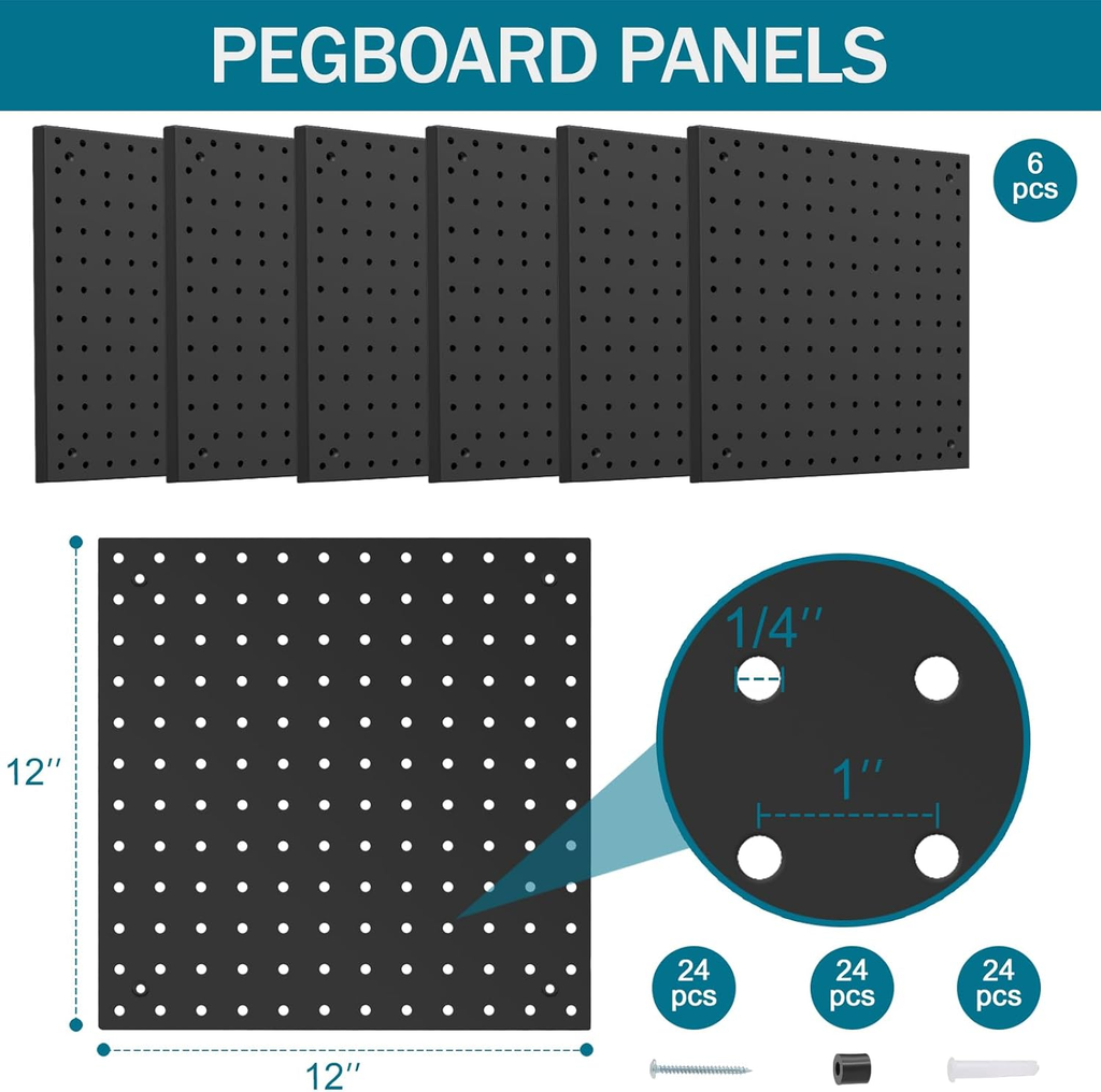 Compare Pulse Black Metal Pegboard Wall Kit additional product photo