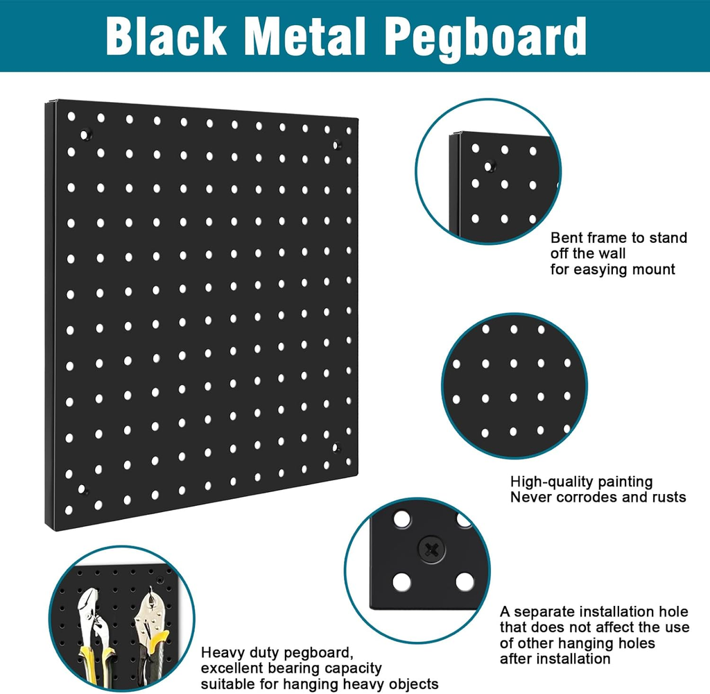 Compare Pulse Black Metal Pegboard Wall Kit additional product photo