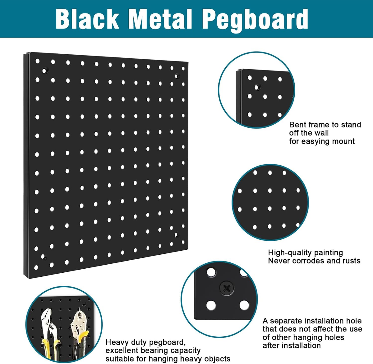 Compare Pulse Black Metal Pegboard Wall Kit additional product photo
