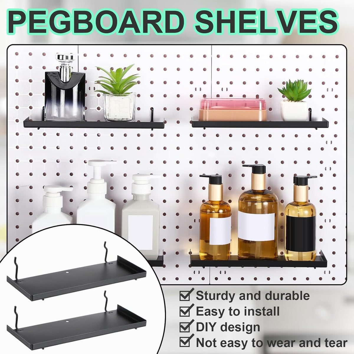 Compare Pulse Black Metal Pegboard Shelves additional product photo