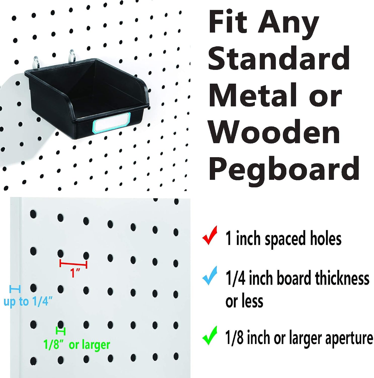 Compare Pulse Black Pegboard Bins additional product photo