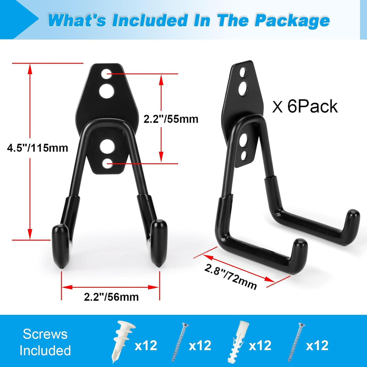 Compare Pulse Black Double Garage Storage Hooks additional product photo