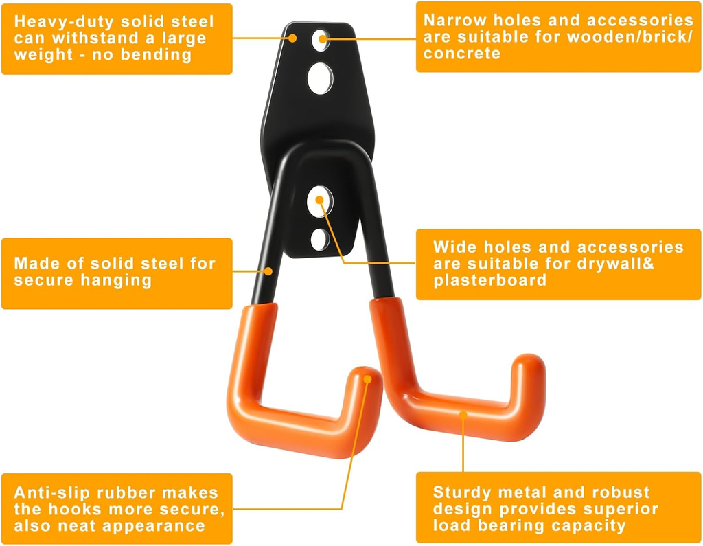 Compare Pulse Orange Coated Garage Wall Hooks additional product photo