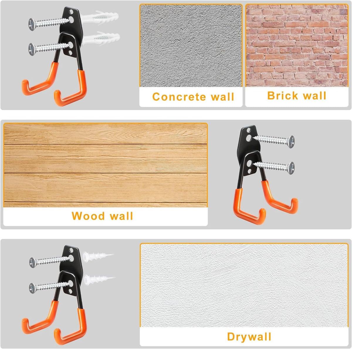 Compare Pulse Orange Coated Garage Wall Hooks additional product photo
